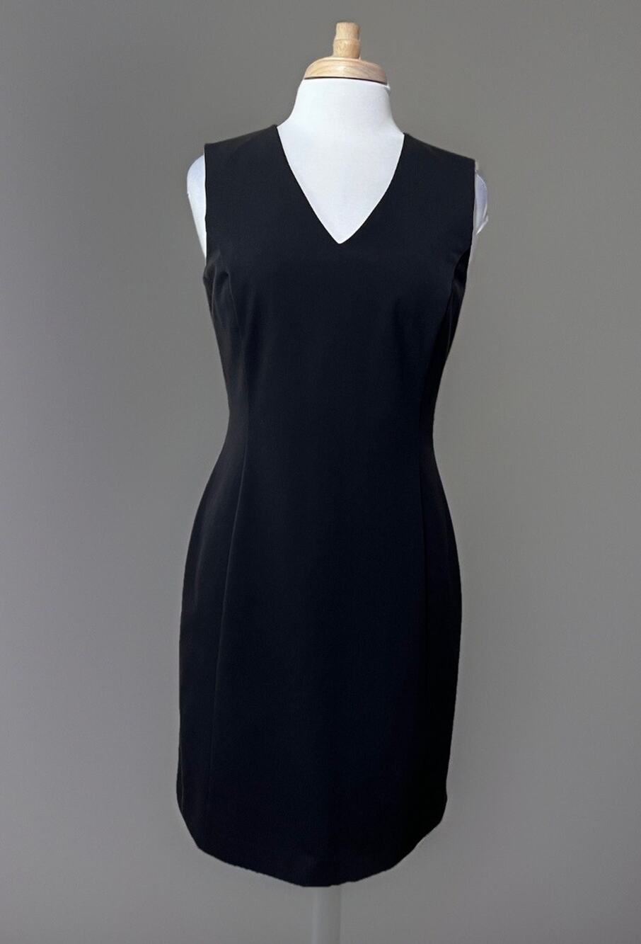 The Limited Vintage 90s Solid Black Canvas Tailored Sheath Dress sz 10 Lady Boss